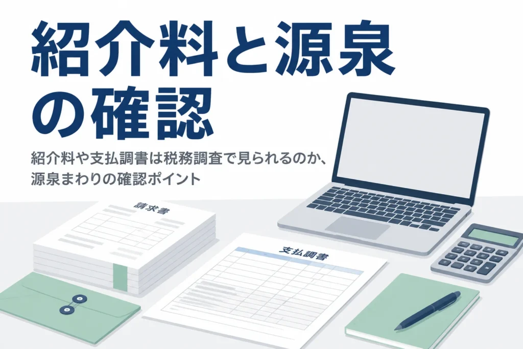 紹介料や支払調書が税務調査で見られるのか、源泉まわりの確認ポイントを解説する記事のアイキャッチ