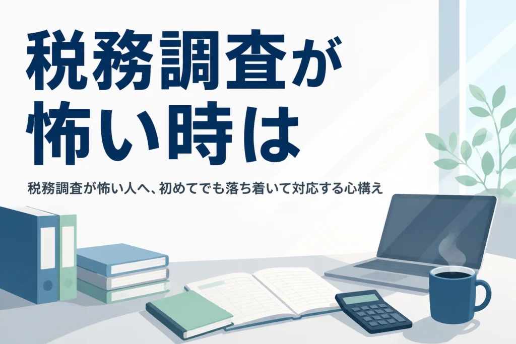 税務調査が怖いと感じている人に向けて、初めての調査の流れと落ち着いて対応する心構えを解説する記事のアイキャッチ