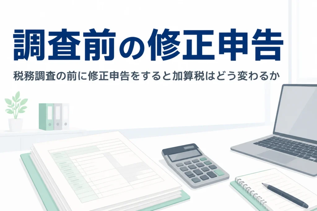 税務調査の前に出す修正申告について解説する記事のアイキャッチ