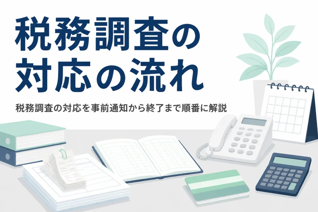 税務調査の対応を事前通知から終了までの流れで解説する記事のアイキャッチ