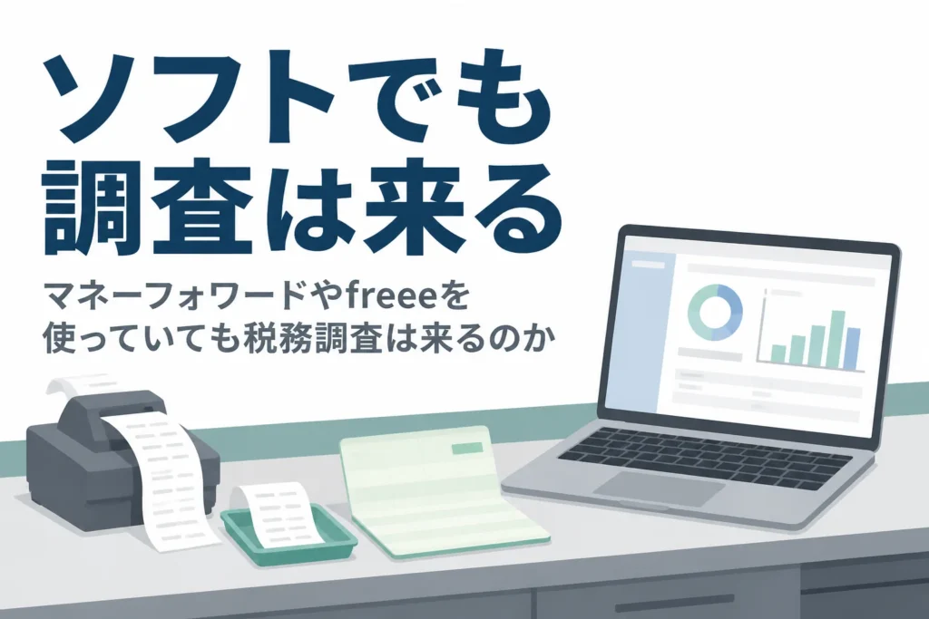 マネーフォワードやfreeeなどの会計ソフトを使っていても税務調査が来るのかを解説する記事のアイキャッチ