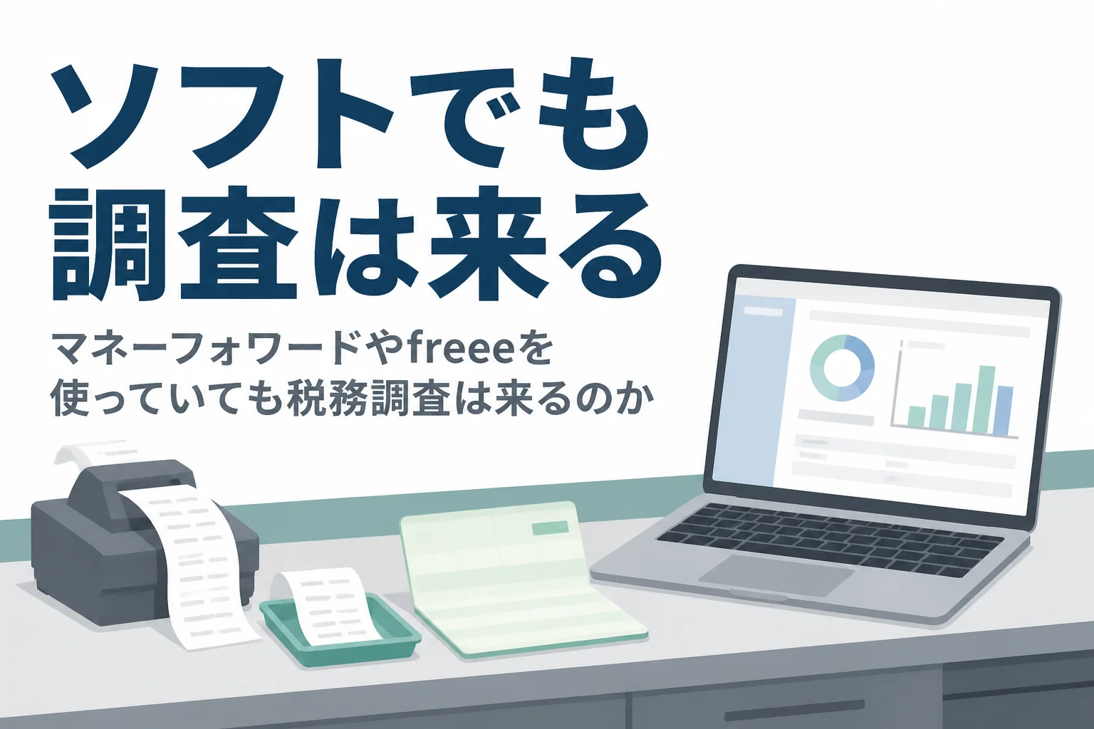 マネーフォワードやfreeeなどの会計ソフトを使っていても税務調査が来るのかを解説する記事のアイキャッチ