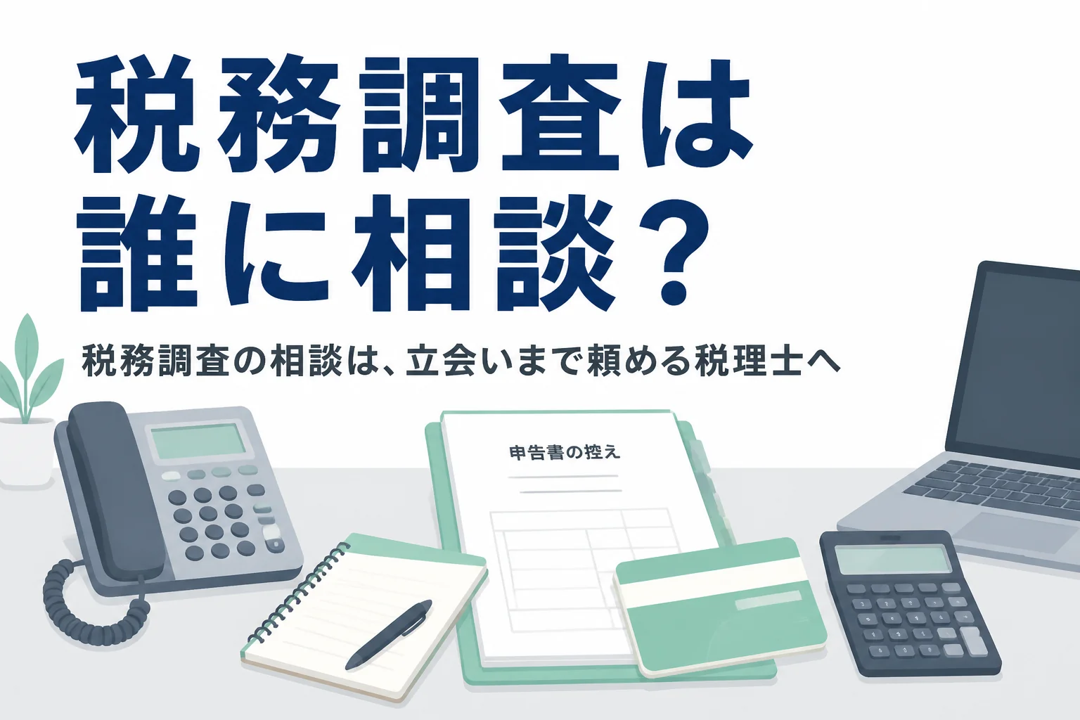 税務調査の相談先と、税務署から連絡が来た直後に顧問税理士へ任せる流れを解説する記事のアイキャッチ