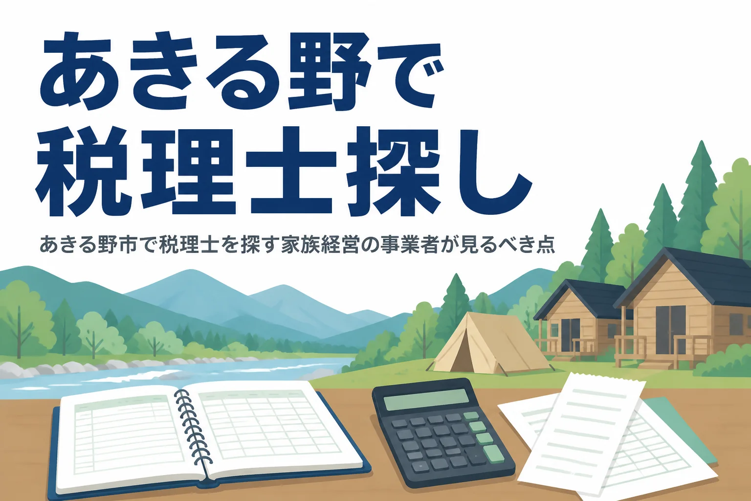 あきる野市で税理士を探すキャンプ場運営や農林業の家族経営向け記事のアイキャッチ