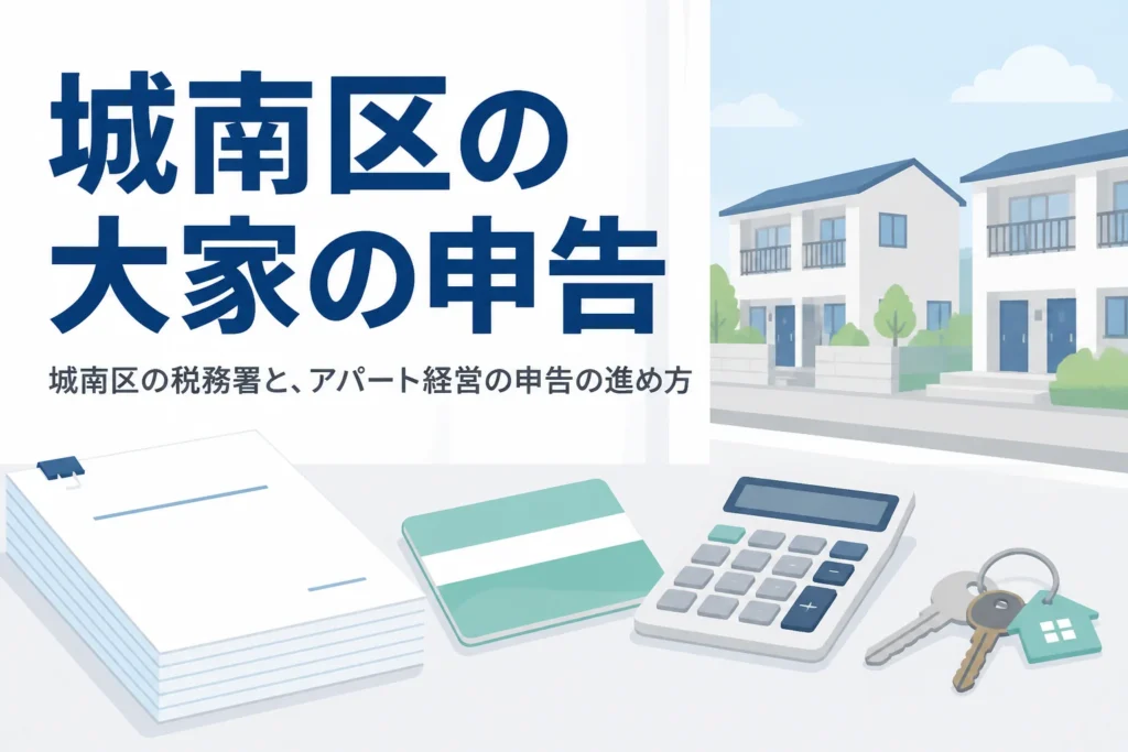 福岡市城南区で学生向けアパートを貸す大家さん向けに、申告先の税務署と相談先を解説する記事のアイキャッチ