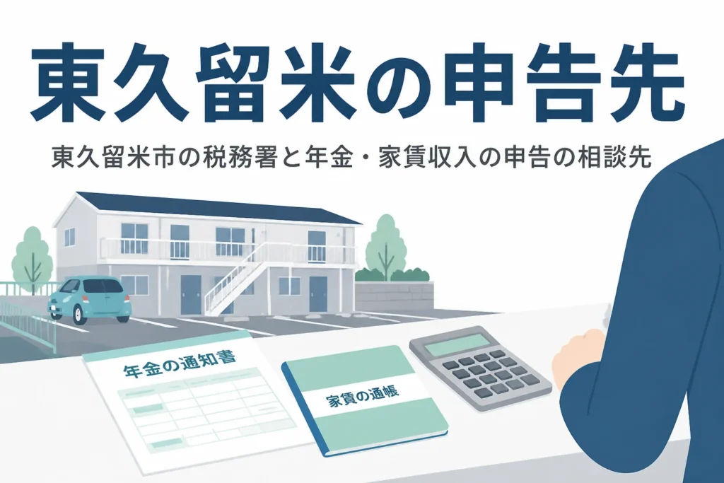 東久留米市の税務署と年金・家賃収入の申告を解説する記事のアイキャッチ