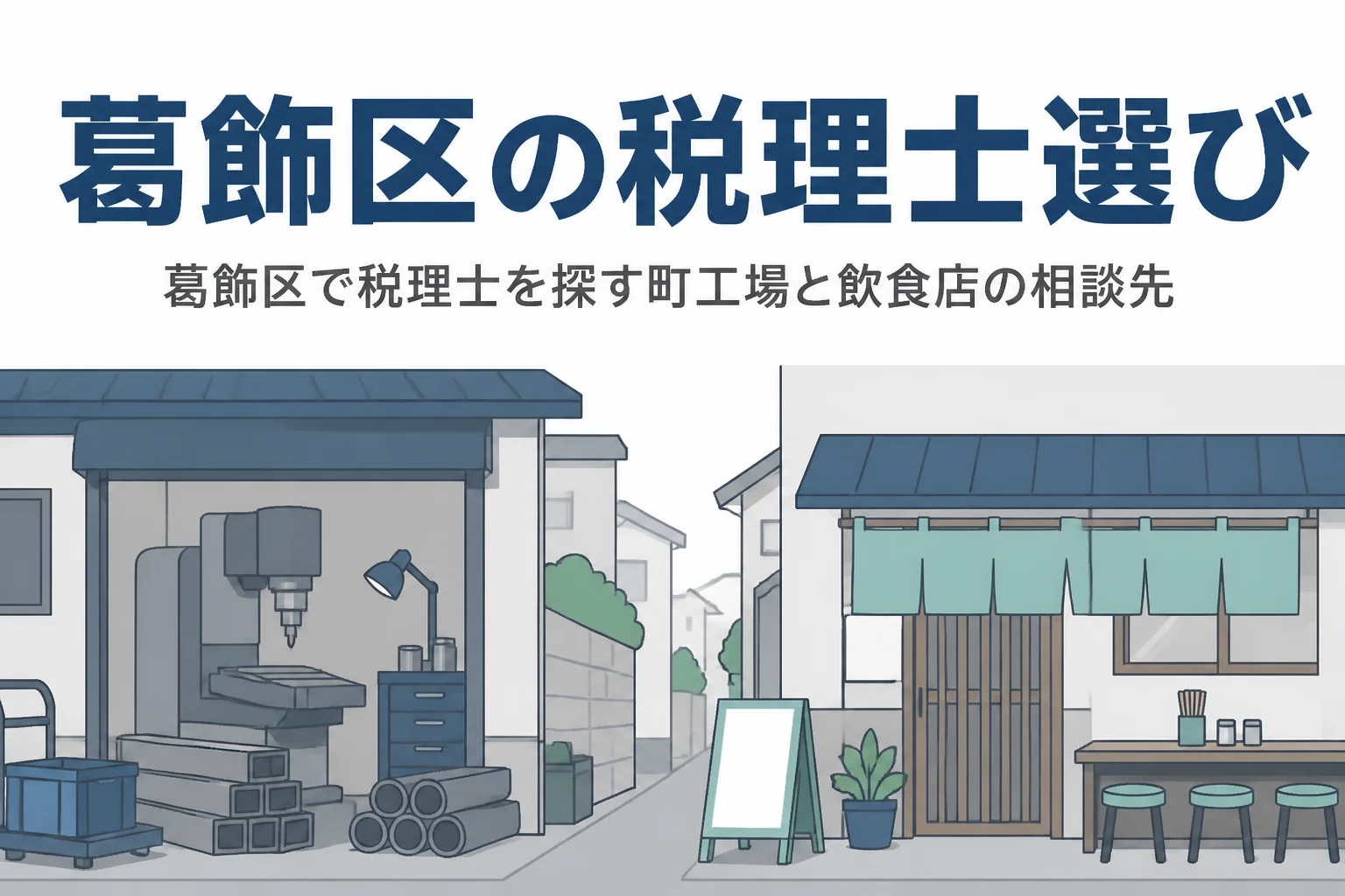 葛飾区で税理士を探す町工場と家族経営の飲食店向け記事のアイキャッチ