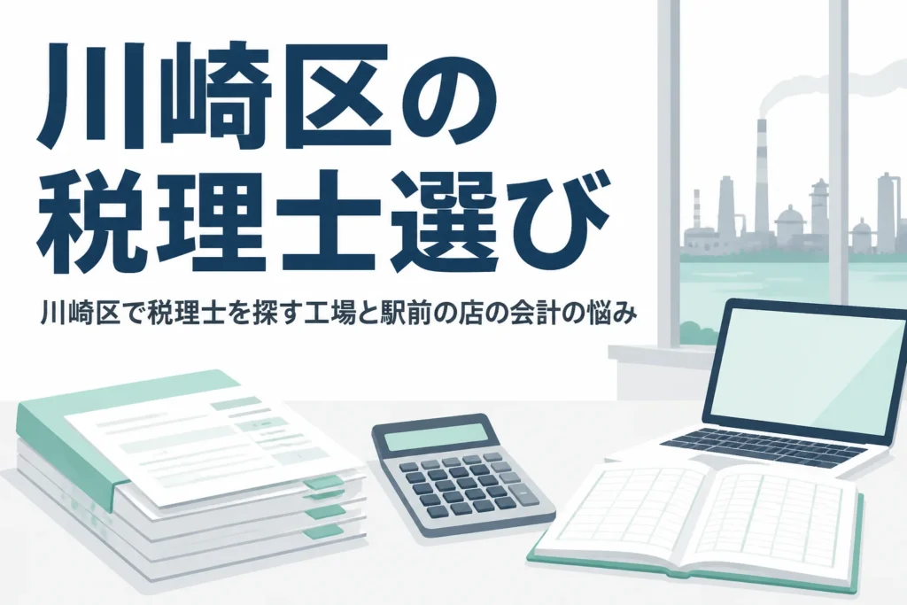 川崎区で税理士を探す工場の協力会社や川崎駅周辺の店舗向けに、管轄税務署と頼みたいことを解説する記事のアイキャッチ