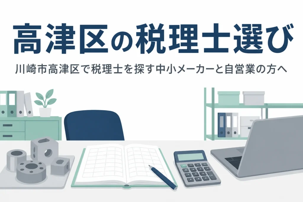 川崎市高津区の中小メーカーや自営業向けに税理士の選び方を解説する記事のアイキャッチ