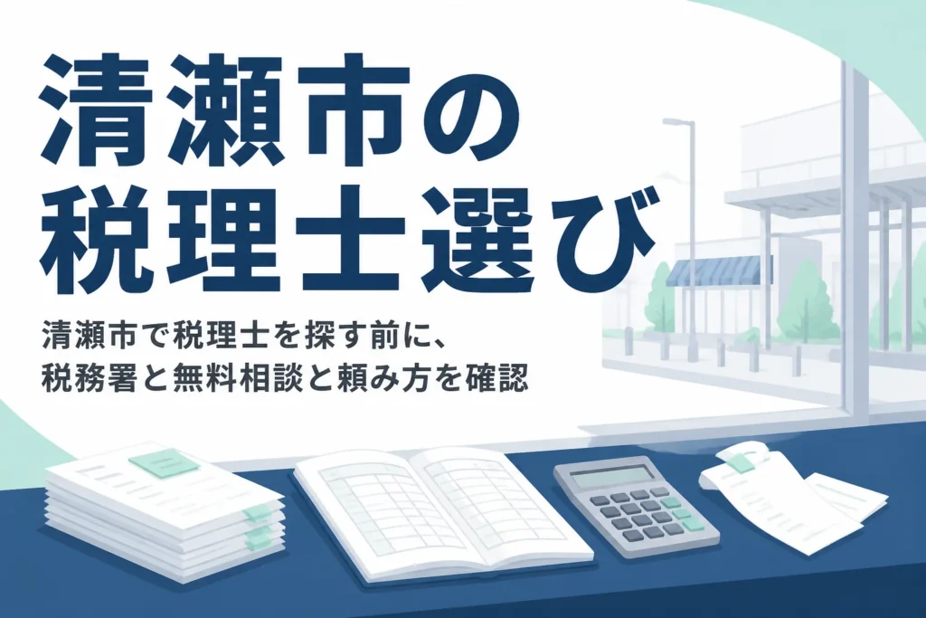 清瀬市で税理士を探す人向けに、税務署と無料相談と頼み方を解説する記事のアイキャッチ