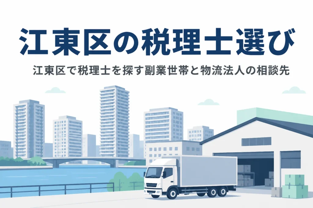 江東区で税理士を探す湾岸の会社員世帯と倉庫・物流法人向けの記事のアイキャッチ