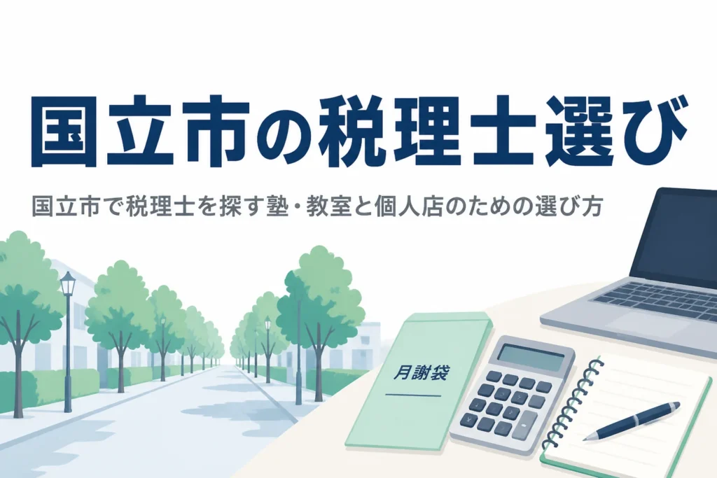 国立市で税理士を探す塾・教室や大学通りのお店向けに、頼み方と相談先を解説する記事のアイキャッチ