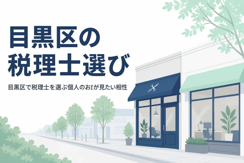 目黒区で税理士を探すデザイン事務所や美容室向けの記事のアイキャッチ