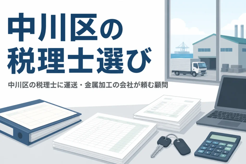 名古屋市中川区で税理士を探す運送会社や金属加工の会社向けに、相談先と顧問の選び方を解説する記事のアイキャッチ