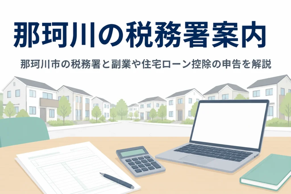 那珂川市の税務署と、副業や住宅ローン控除の確定申告を解説する記事のアイキャッチ