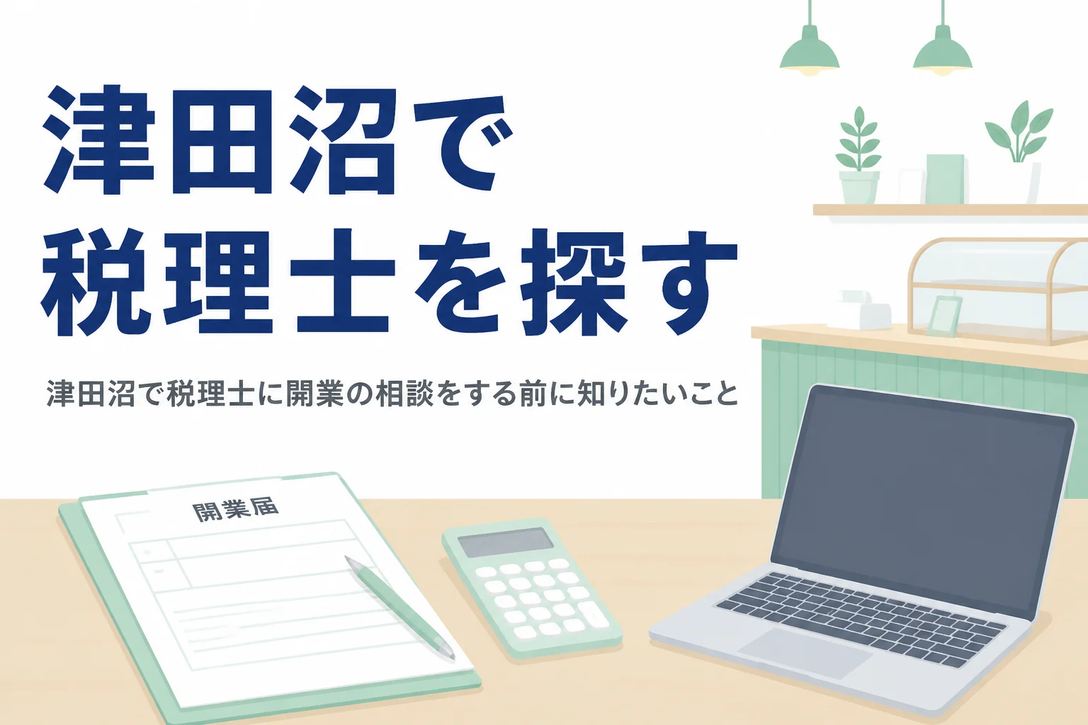 津田沼で開業するお店や教室向けに、税理士への相談の時期と市境の税務署の違いを解説する記事のアイキャッチ
