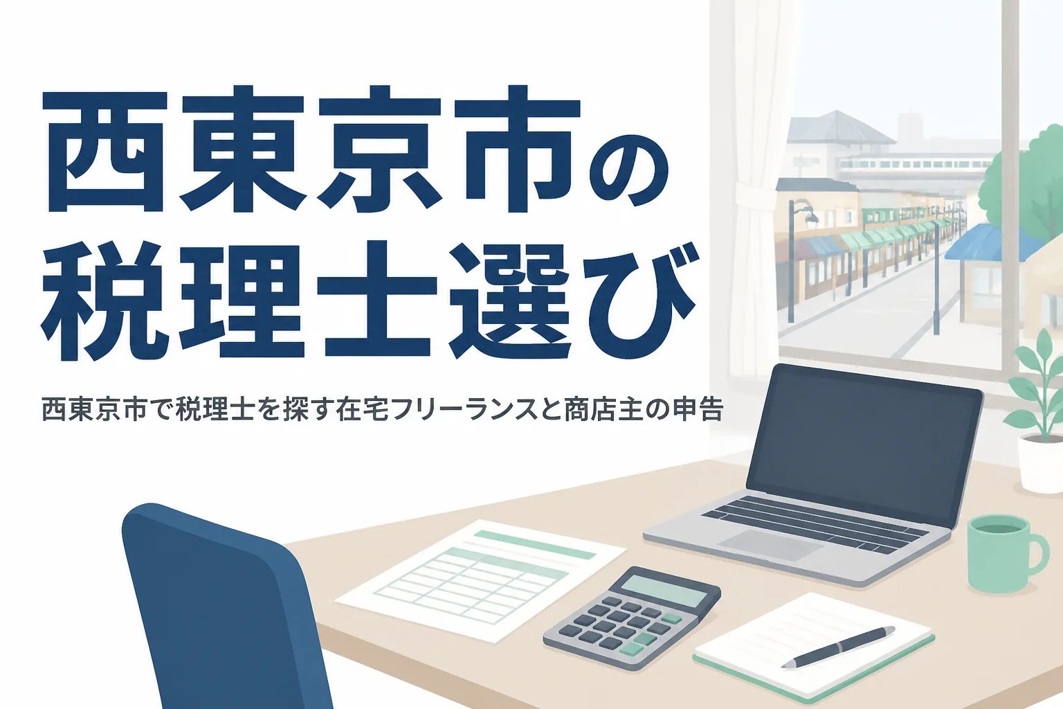 西東京市で税理士を探す在宅フリーランスと商店主に向けた記事のアイキャッチ