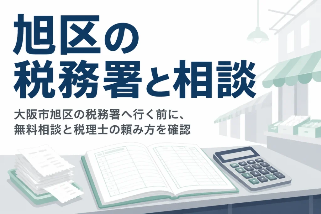 大阪市旭区の税務署と無料相談、税理士への頼み方を解説する記事のアイキャッチ