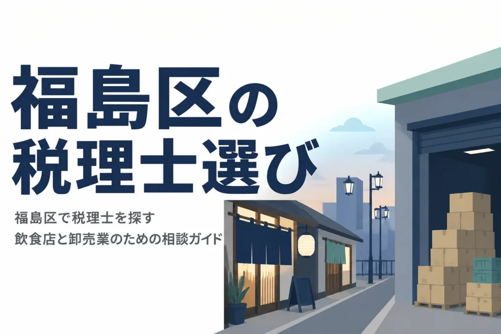 大阪市福島区で税理士を探す飲食店と卸売業の経営者に向けた記事のアイキャッチ