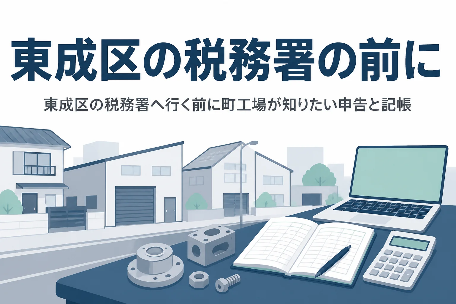 東成区の税務署に行く前に、町工場が知っておきたい申告と記帳を解説する記事のアイキャッチ
