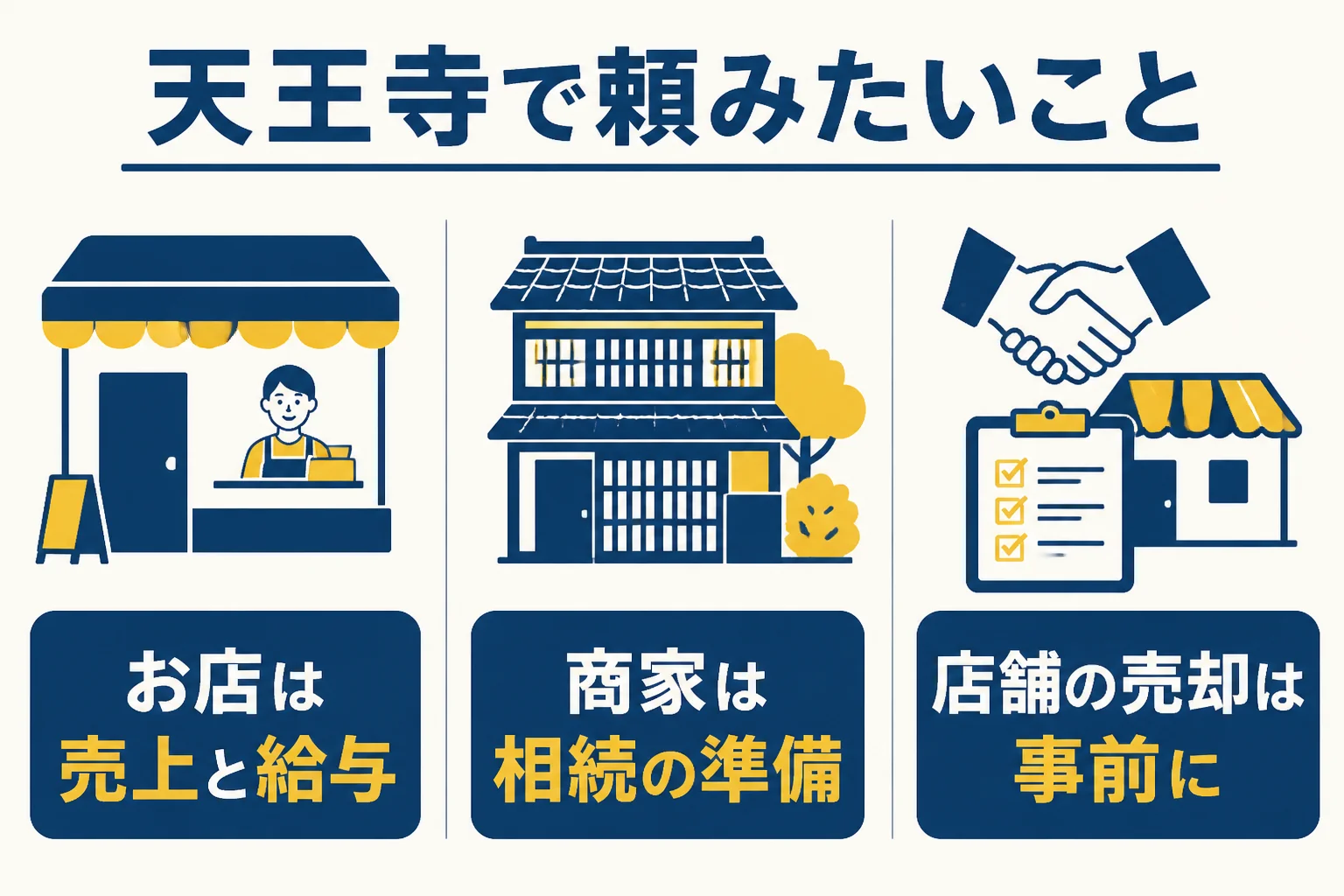 天王寺の飲食店と古くからの商家が税理士に頼みたいことをまとめた図解