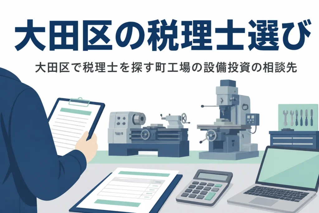 大田区で税理士を探す町工場の設備投資と補助金の相談向け記事のアイキャッチ