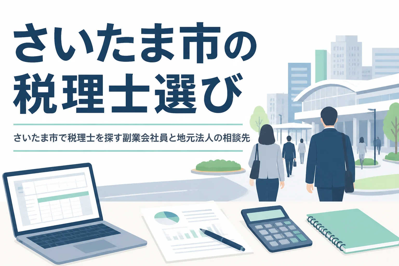 さいたま市の副業会社員と地元法人の税理士の選び方を解説する記事のアイキャッチ