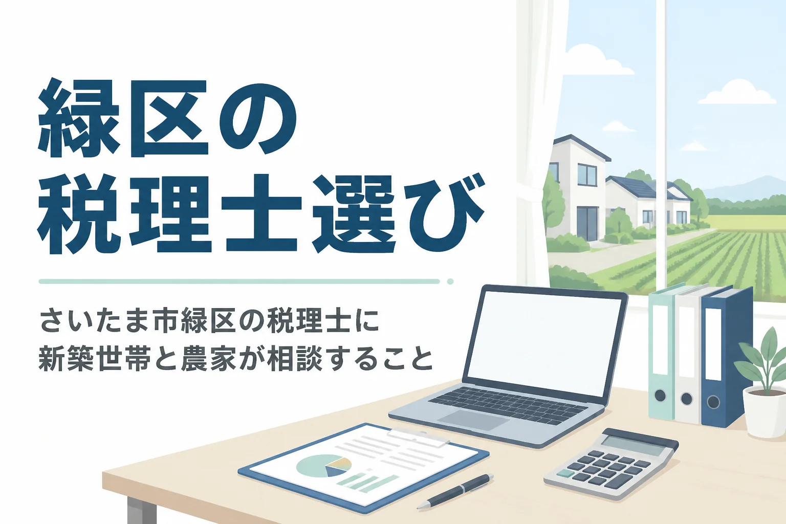 さいたま市緑区で税理士を探す新築世帯と見沼の農家に向けて、相談先と頼み方を解説する記事のアイキャッチ