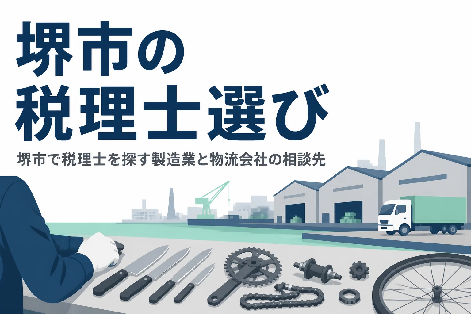 堺市で税理士を探す刃物・自転車部品の製造業と物流会社向け記事のアイキャッチ