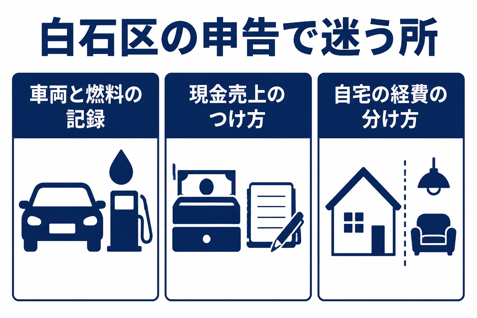 白石区の運送業と住宅街のお店が確定申告でつまずきやすい点をまとめた図解