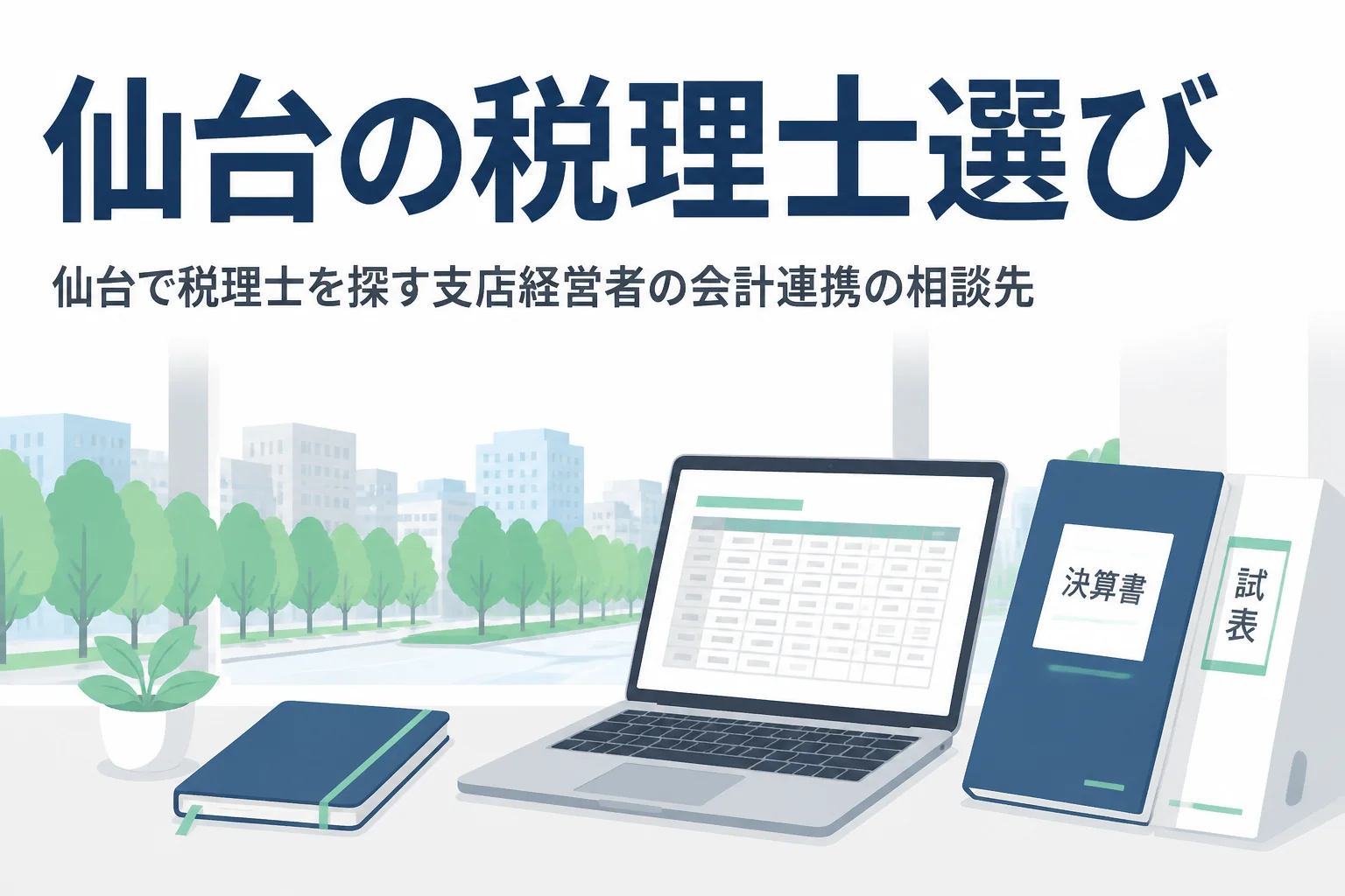 仙台で税理士を探す支店経営者向けに本社との会計連携と相談先を解説する記事のアイキャッチ