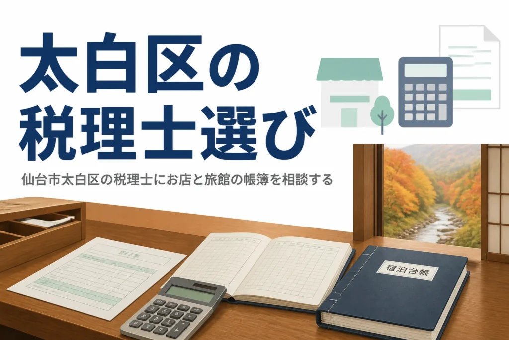 仙台市太白区で税理士を探す長町のお店や秋保温泉の旅館向けに、選び方と相談先を解説する記事のアイキャッチ