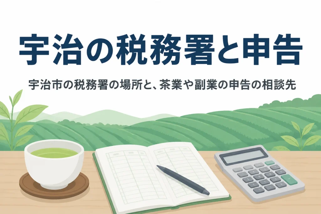 宇治市の税務署と茶業や副業の申告を解説する記事のアイキャッチ