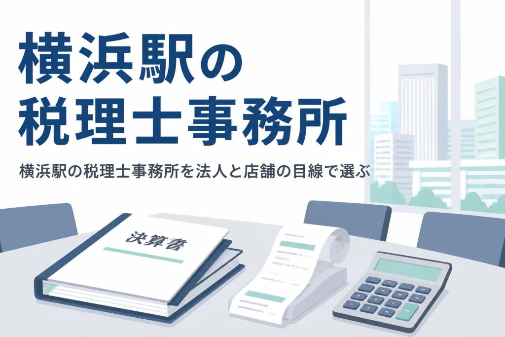 横浜駅周辺で税理士事務所を探す法人や地下街の店舗向けに、管轄税務署と選び方を解説する記事のアイキャッチ