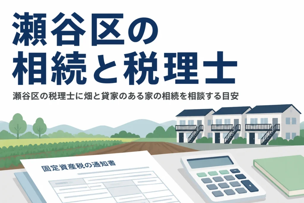 瀬谷区で畑や貸家を持つ家の相続を税理士に相談する目安を解説する記事のアイキャッチ