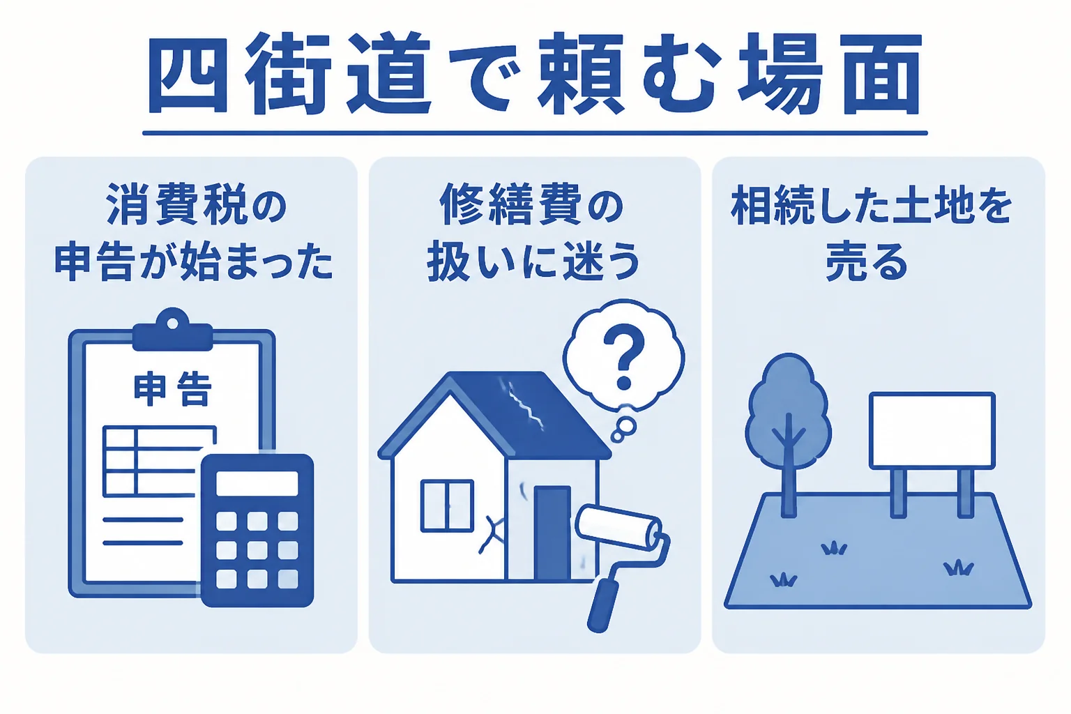 四街道の個人事業主と大家が税理士に頼む場面を比べた図解